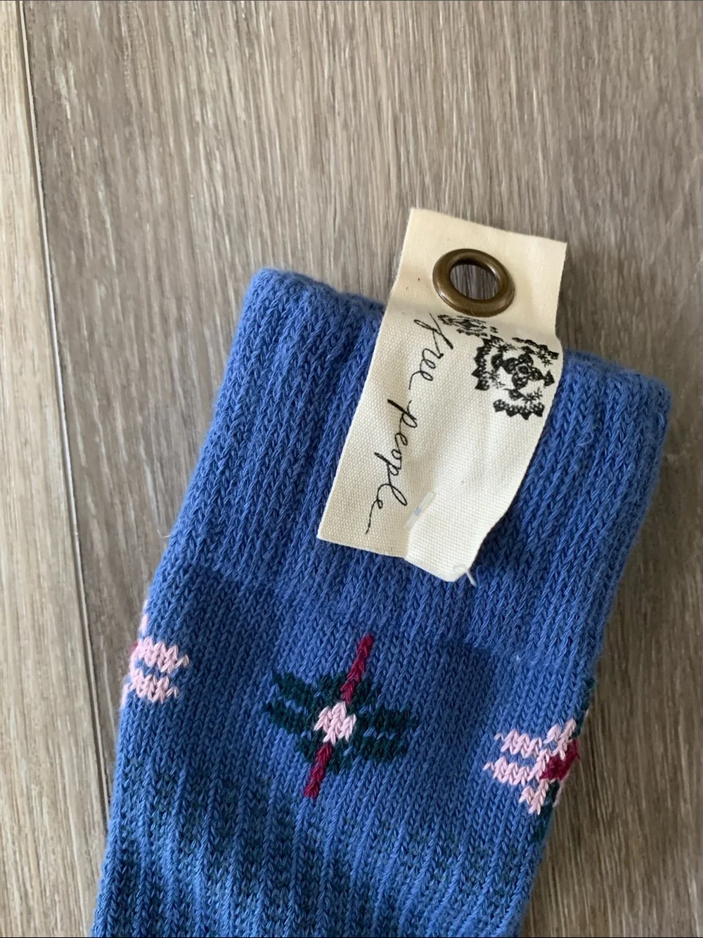 Free People Floral Ribbed Knit Socks NWT Blue Green Pink Red